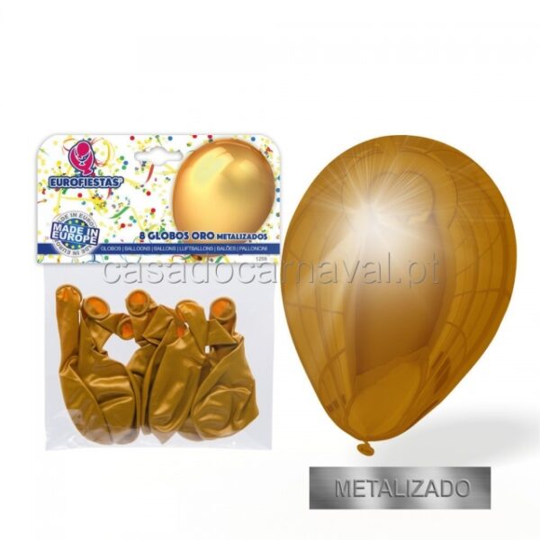 PACK C/8 BALÕES METALIZADOS DOURADO