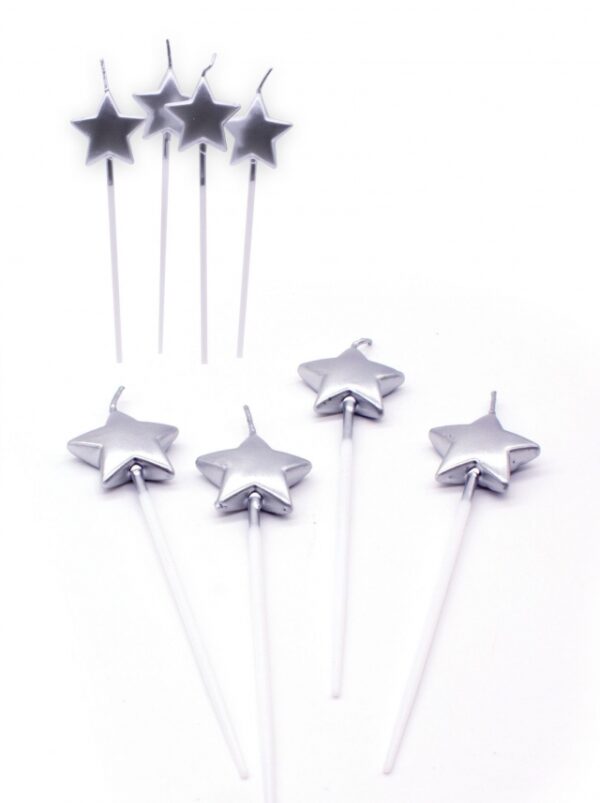 PACK C/4 VELAS ESTRELAS PRATEADO