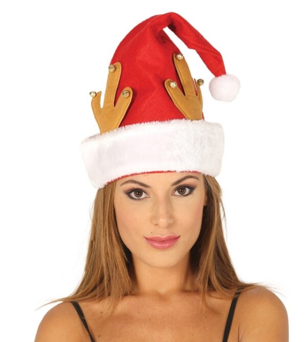 GORRO PAI NATAL COM CORNOS DE RENA