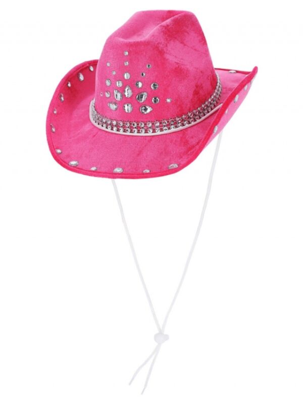 CHAPEU DE COWGIRL ROSA COM LANTEJOULAS