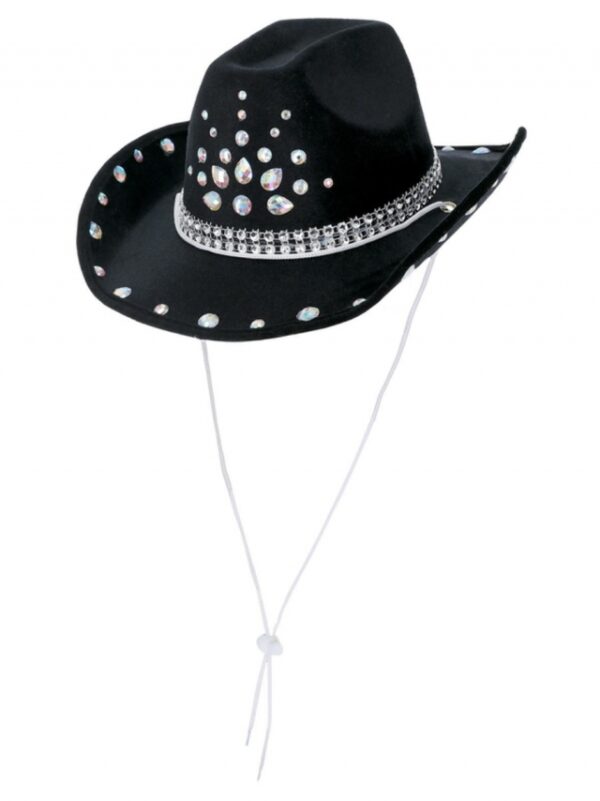 CHAPEU DE COWBOY | COWGIRL PRETO COM LANTEJOULAS