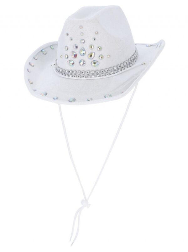 CHAPEU DE COWBOY | COWGIRL BRANCO COM LANTEJOULAS