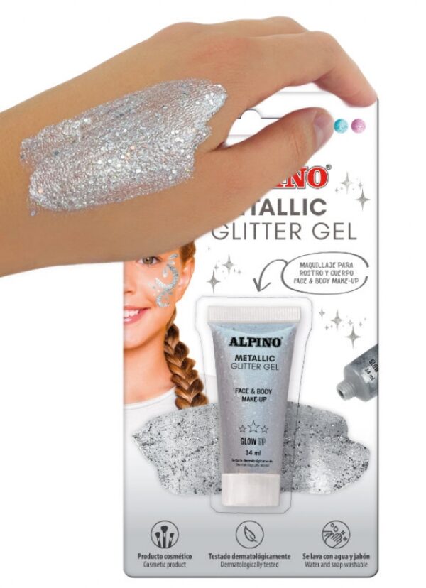 GEL GLITTER METALIZADO CORPORAL PRATEADO