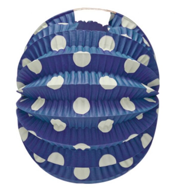 Balão de Papel Azul c/Bolinhas Brancas 22cm