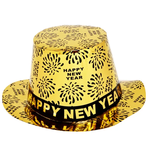 CHAPEU CARTOLA HAPPY NEW YEAR DOURADO